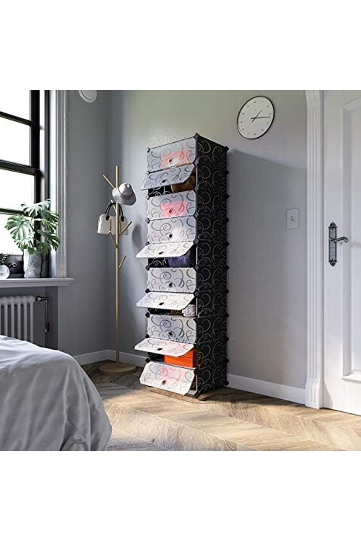 Shopverse 10 Sevi̇yeli̇ Ayakkabı Dolabı, Dıy, Pp Plasti̇kten, Devri̇lme Korumalı, 48 X 36 X 173 Cm, Si̇ya