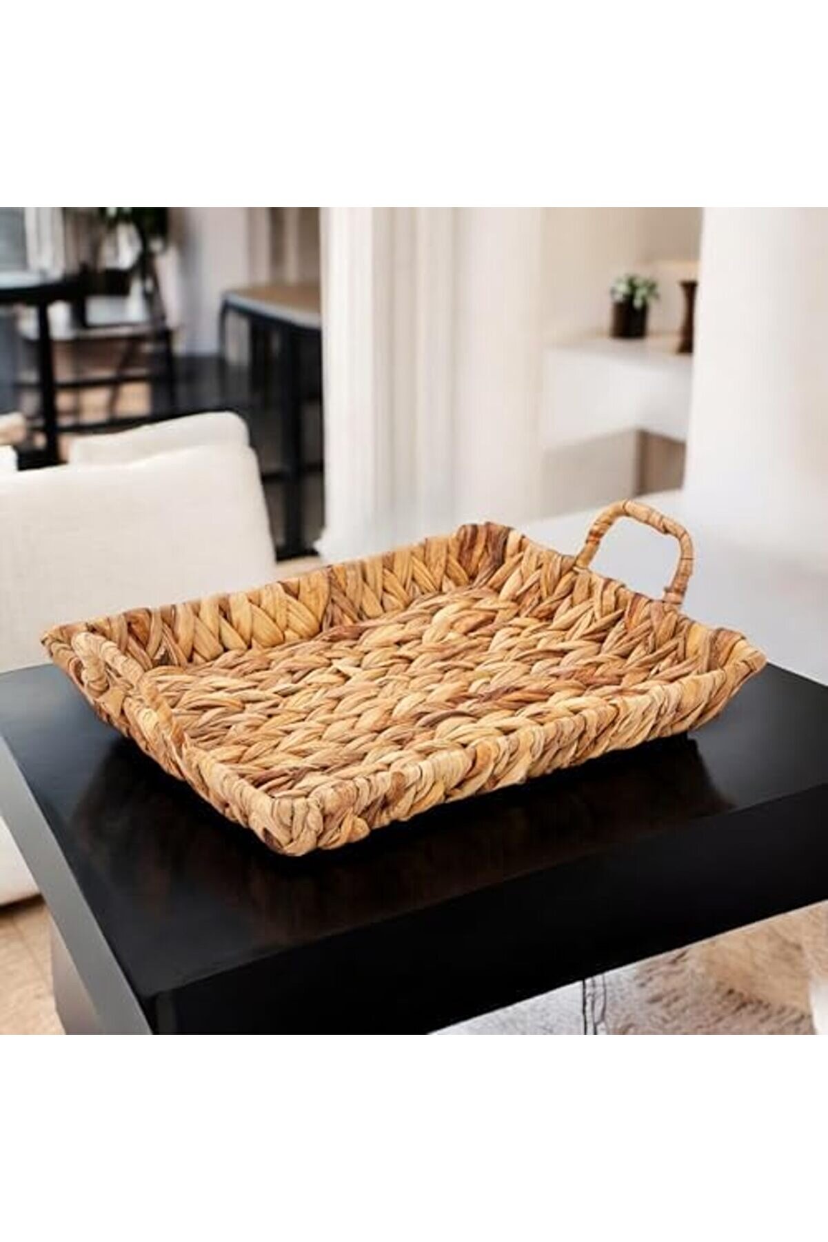 Shopverse El Yapımı Su Sümbülü Hasır Kulplu Dekorati̇f Tepsi̇ Büyük Boy (32Cm*25Cm*4Cm) Trendfli̇ck 101