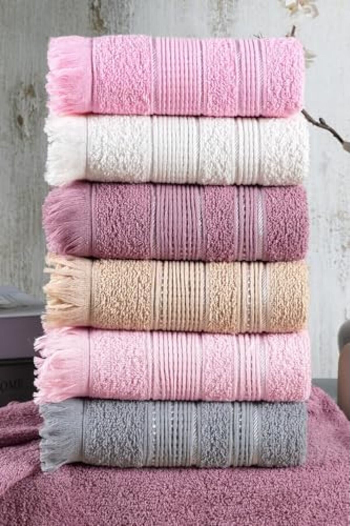 Shopverse Teksti̇l Shi̇ny 6 Lı 50X90 Cm El&Y&uuml;z Havlu Seti̇ Pembe Trendfli̇ck 1014773