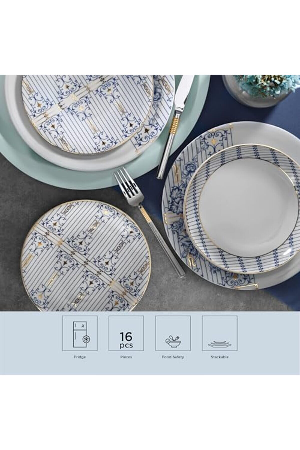 Shopverse 4 Ki̇şi̇li̇k 16 Par&ccedil;a Yemek Seti̇ 9986 Trendfli̇ck 1014773