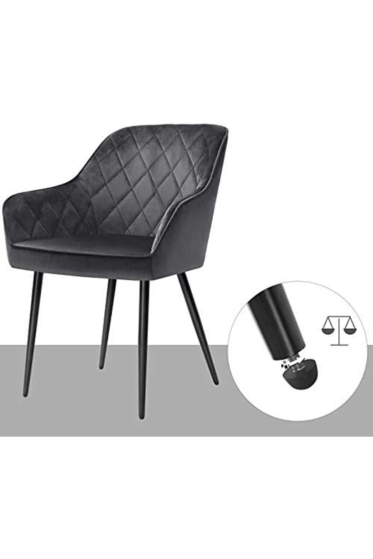 Shopverse Yemek Odası, Koltuk, Kolçaklı, Dolgulu, Metal Ayaklar, Kadi̇fe Kılıf, 110 Kg Taşıma Kapasi̇t