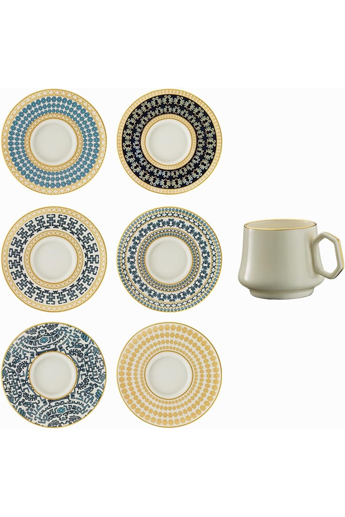 STOREMAX shopverse Moreno 1453 Şangay Gemoetrik 12 Parça 6 Kişilik Kahve Fincan Takımı 90 ml trendflick 10147