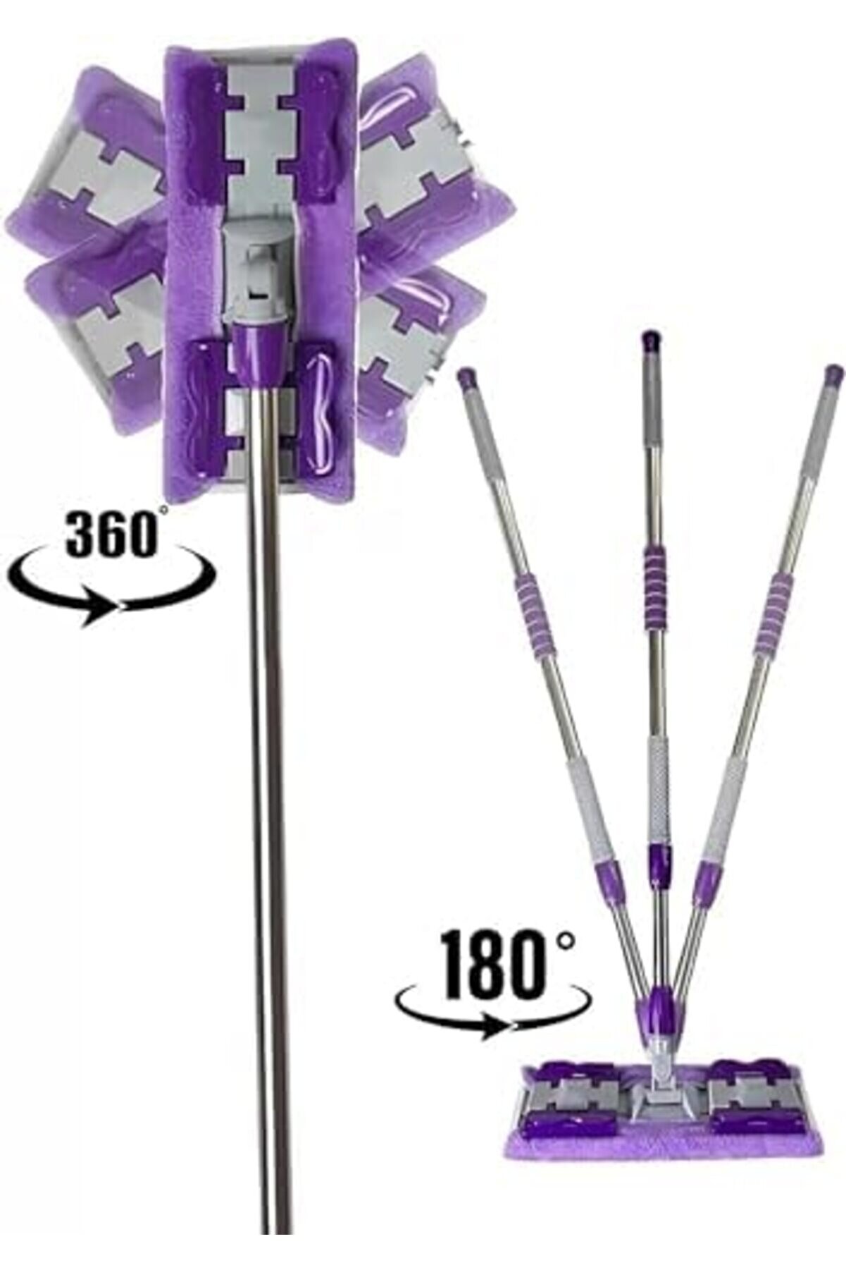 Shopverse Si̇hi̇rli̇ Yer Mopu Duvar Yüzey Temi̇zli̇k Mi̇krofi̇ber Mandallı Mop, Teleskopi̇k Saplı İstedi̇ği̇n