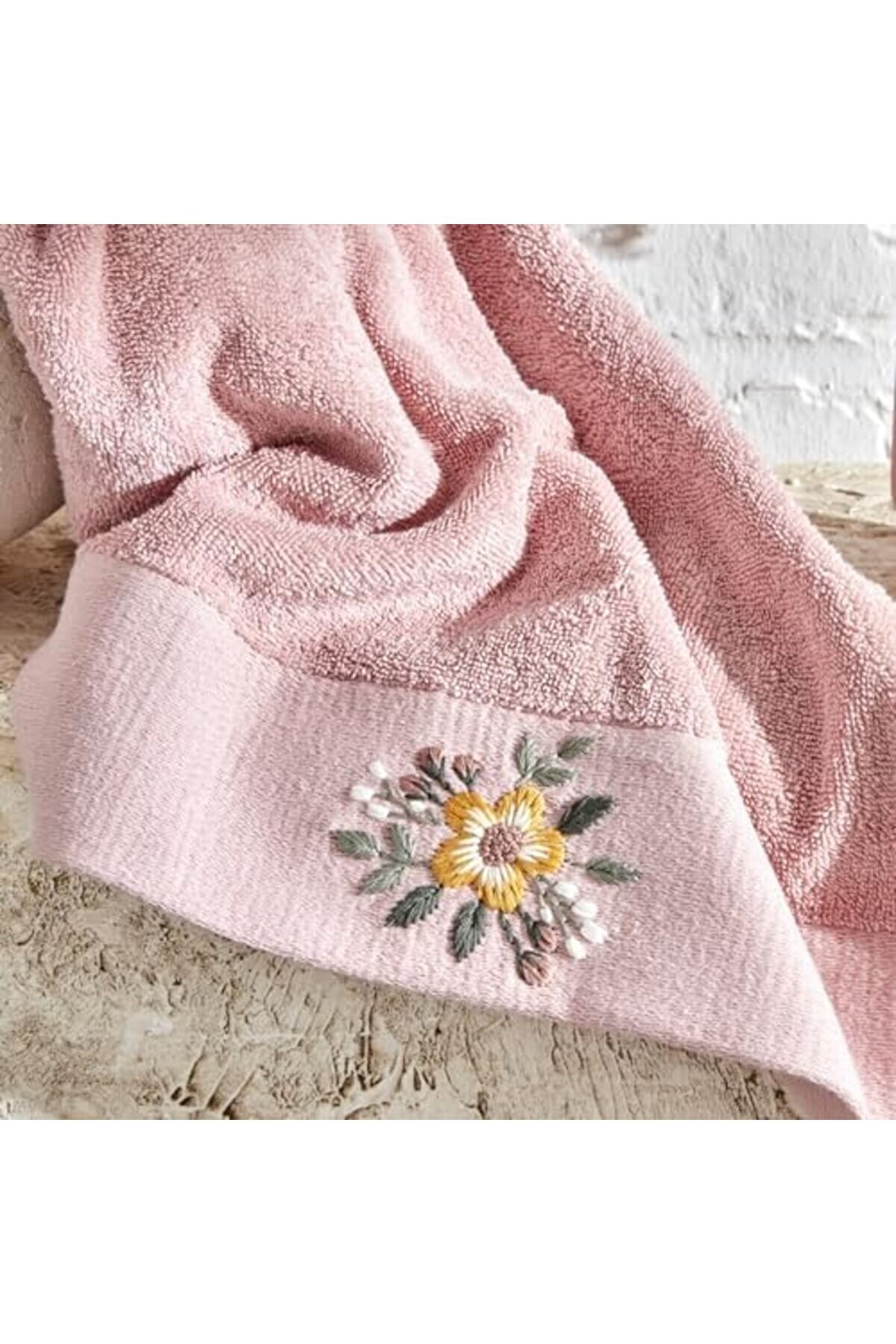 Shopverse Nakışlı%100 Pamuk Havlu Pudra 30X50 Cm Trendfli̇ck 1014773