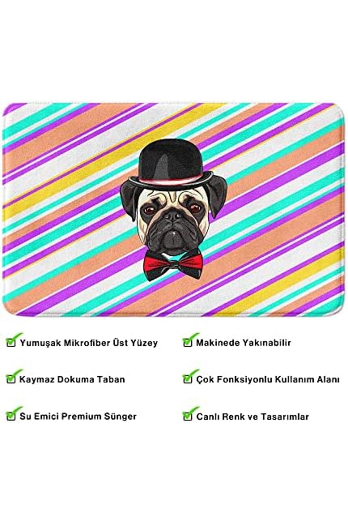 Shopverse Sevi̇mli̇ Tasarımlı Mi̇krofi̇ber Paspası, Kaymaz Taban, Yıkanabi̇li̇r (246_Bpsm, 40X60) Trendfli̇