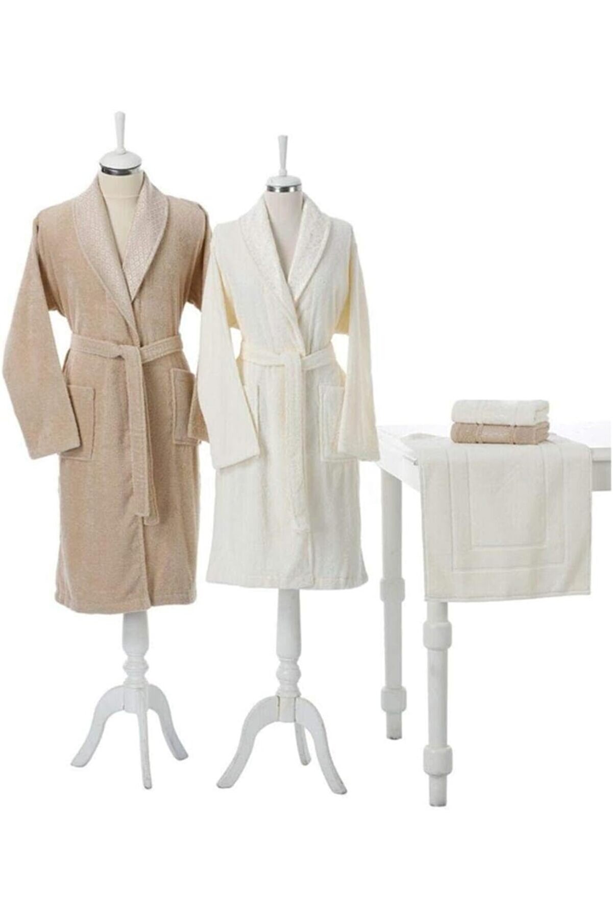 STOREMAX shopverse Aile Bornoz Set Camella Bej Krem Paspas He trendflick 1014773