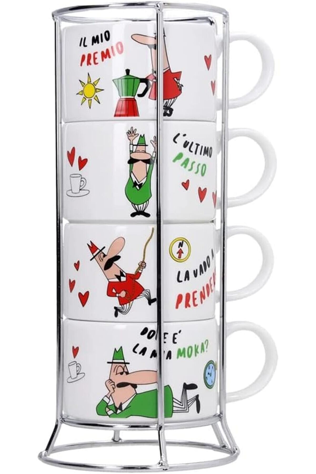 STOREMAX shopverse - 4'lü İstiflenebilir Cappuccino Fincan Seti - Renkli - trendflick 1014773