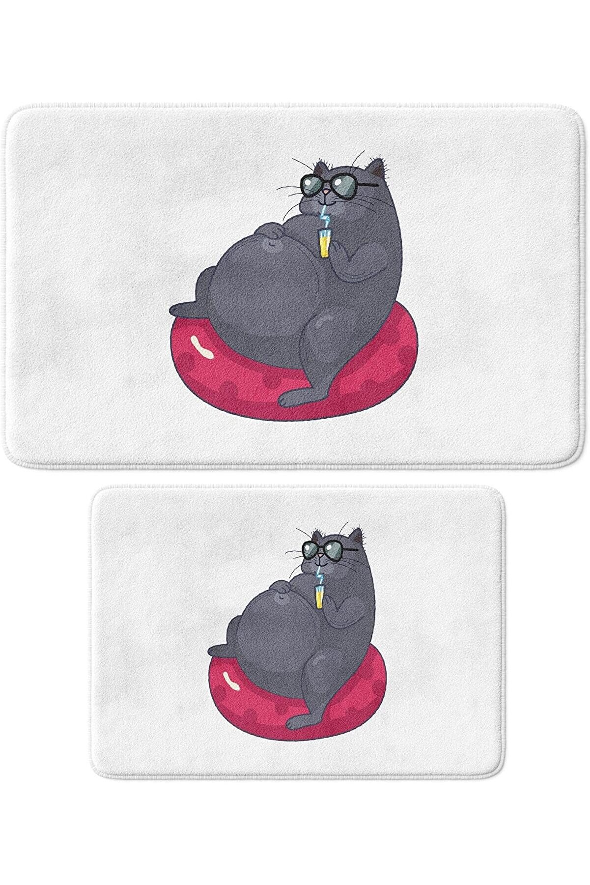 STOREMAX shopverse Sevimli Tasarımlı Mikrofiber Paspası, Kaymaz Taban, Yıkanabilir (71_BPSM, 2'li Takım