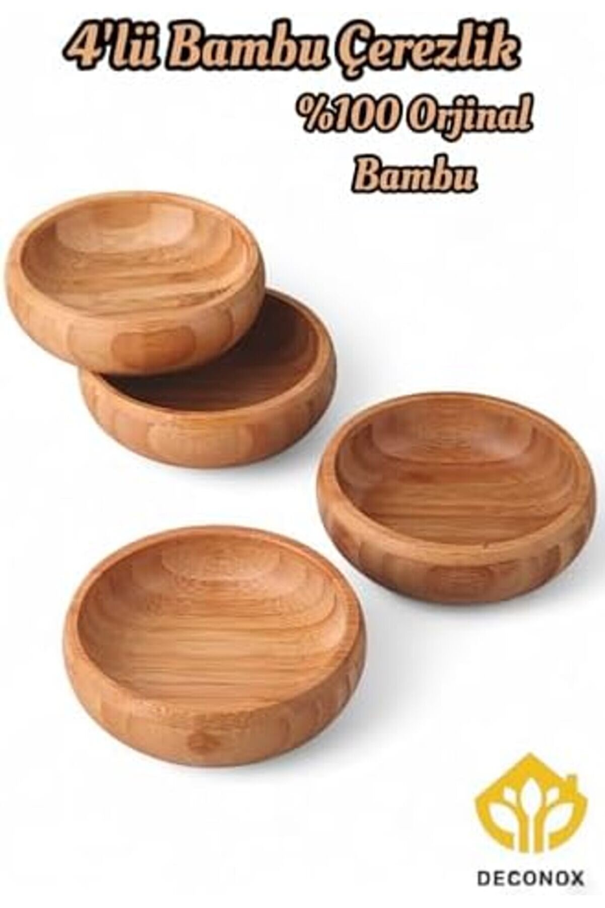 Shopverse 4 Lü Yuvarlak Bambu Çerezli̇k - Bambu Sunum Kasesi̇, Zeyti̇nli̇k Ve Kahvaltı Sunumluğu |