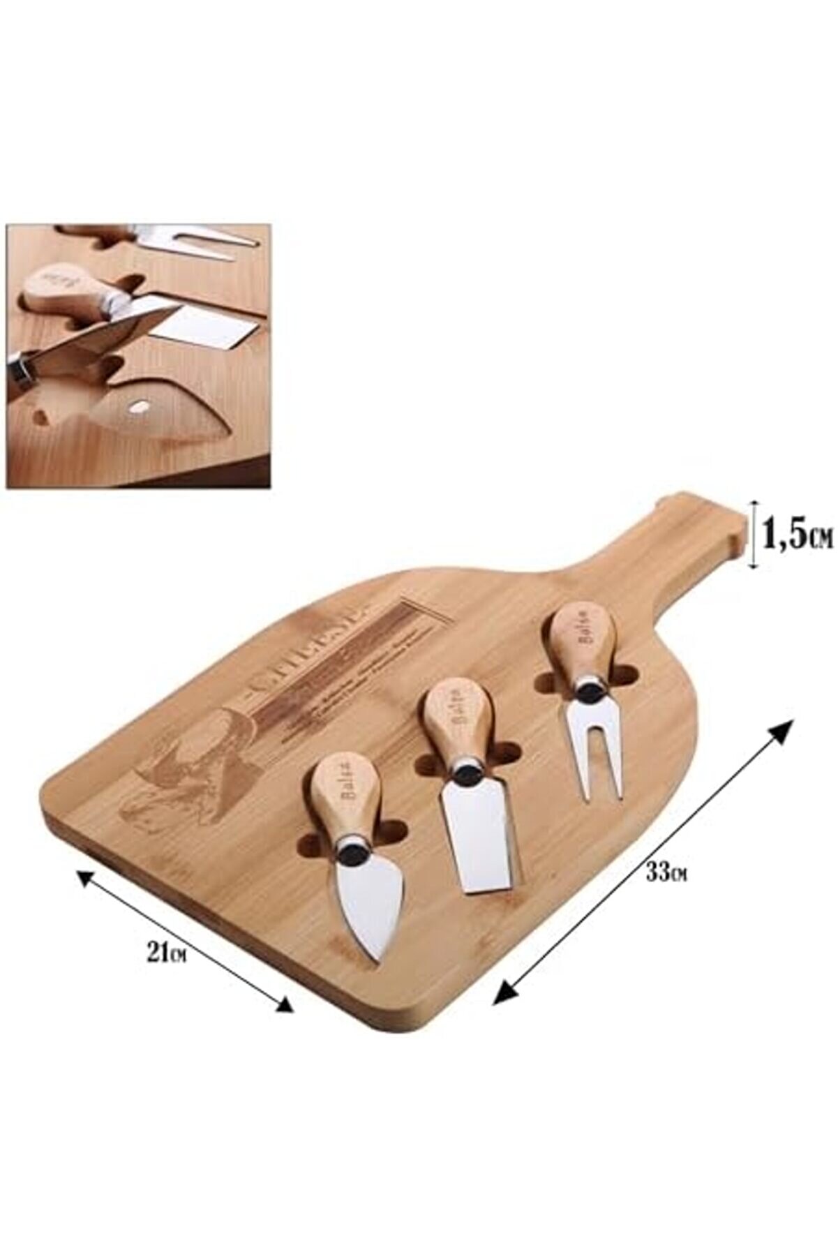 Shopverse Bambu Peyni̇r Sunum Tabağı, Meyve Yi̇yecek Tahta Sunum Tabağı 4 Par&ccedil;a | Ve Şık Bambu Peyni̇r