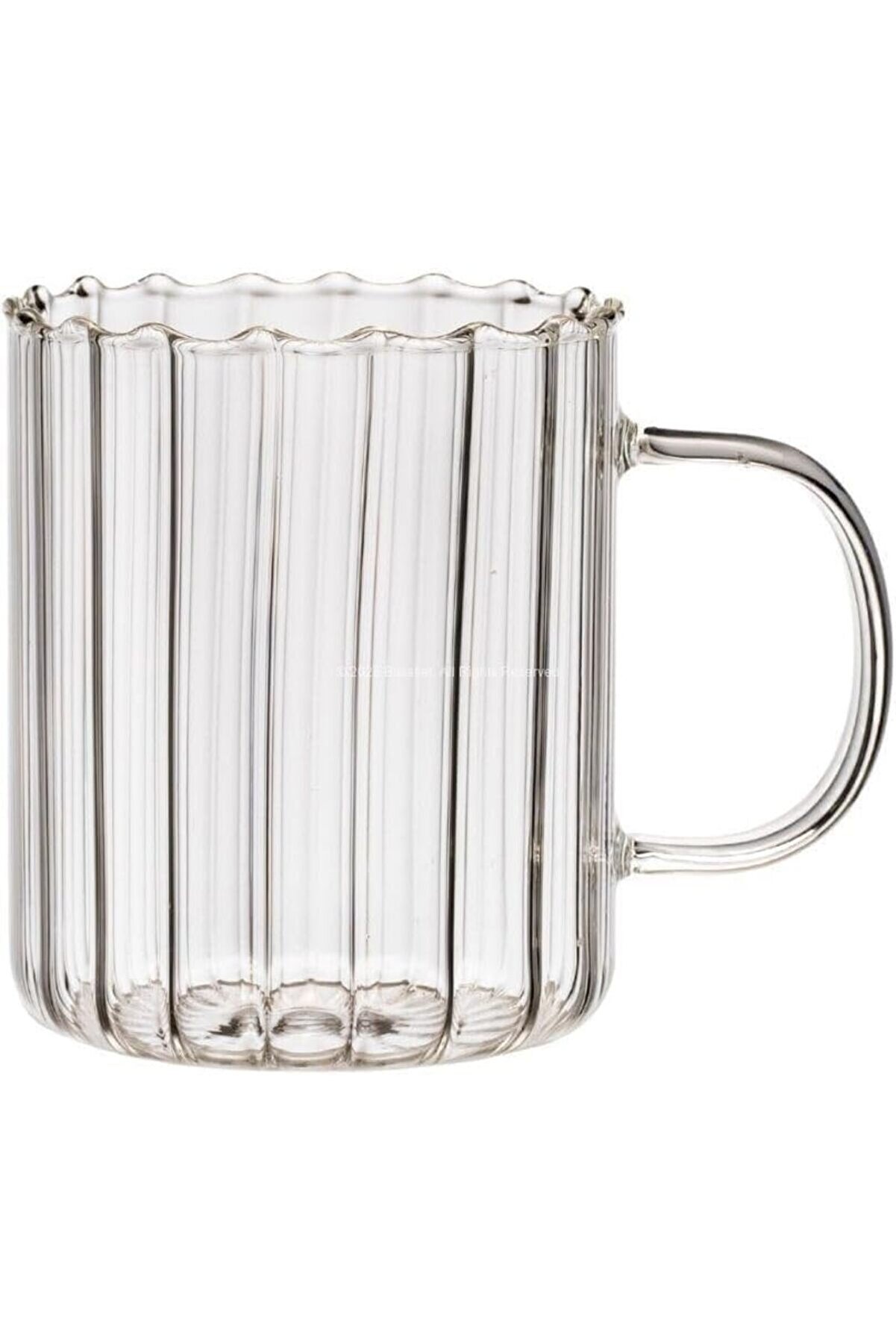 STOREMAX shopverse Şerit Desenli Borosilikat Cam 2’li Set 350 ml Dayanıklı Kulplu Cam Kupa, Kahve ve Çay Sunu