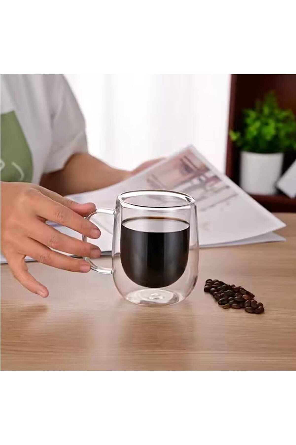 Shopverse 2 Adet Çi̇ft Ci̇darlı Cam Kupa 250 Ml Çi̇ft Camlı Kupa Glass Trendfli̇ck 1014773