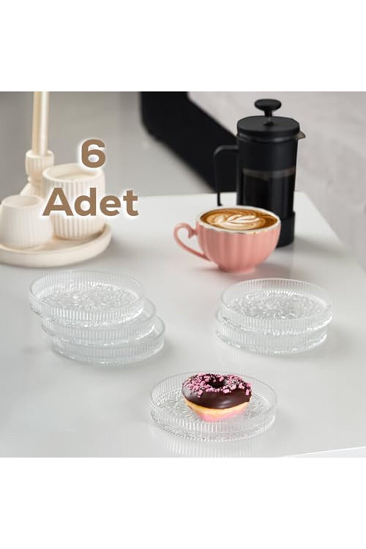 Shopverse Rüya Desenli̇ Di̇k Tabak - 6 Lı Cam Sunumluk Pasta Kurabi̇ye Kek İkram Servi̇s Tabağı-12 Cm Tr