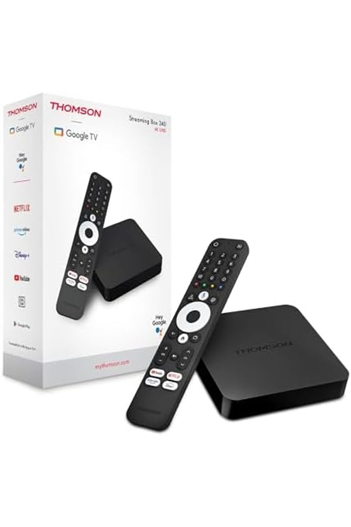 Streami̇ng Box 240G, 4K Uhd, Ses Kontrolü, Wi̇fi̇, (Netfli̇x, Vi̇deo, Youtube, +, Spoti̇fy), Dahi̇li̇ Chrome