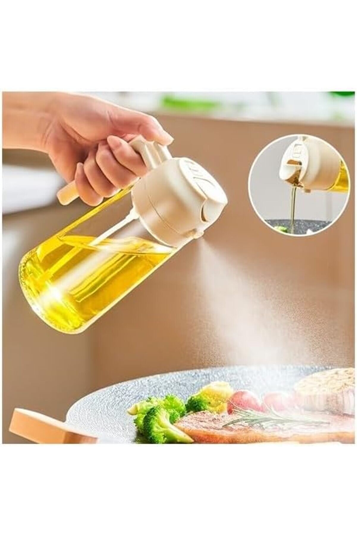 STOREMAX shopverse Yağdanlık Çift Fonksiyonlu Yağ Püskürtme Ve Dökme, Yağ Püskürtme Şişesi, Yağ İçin Cam Spre