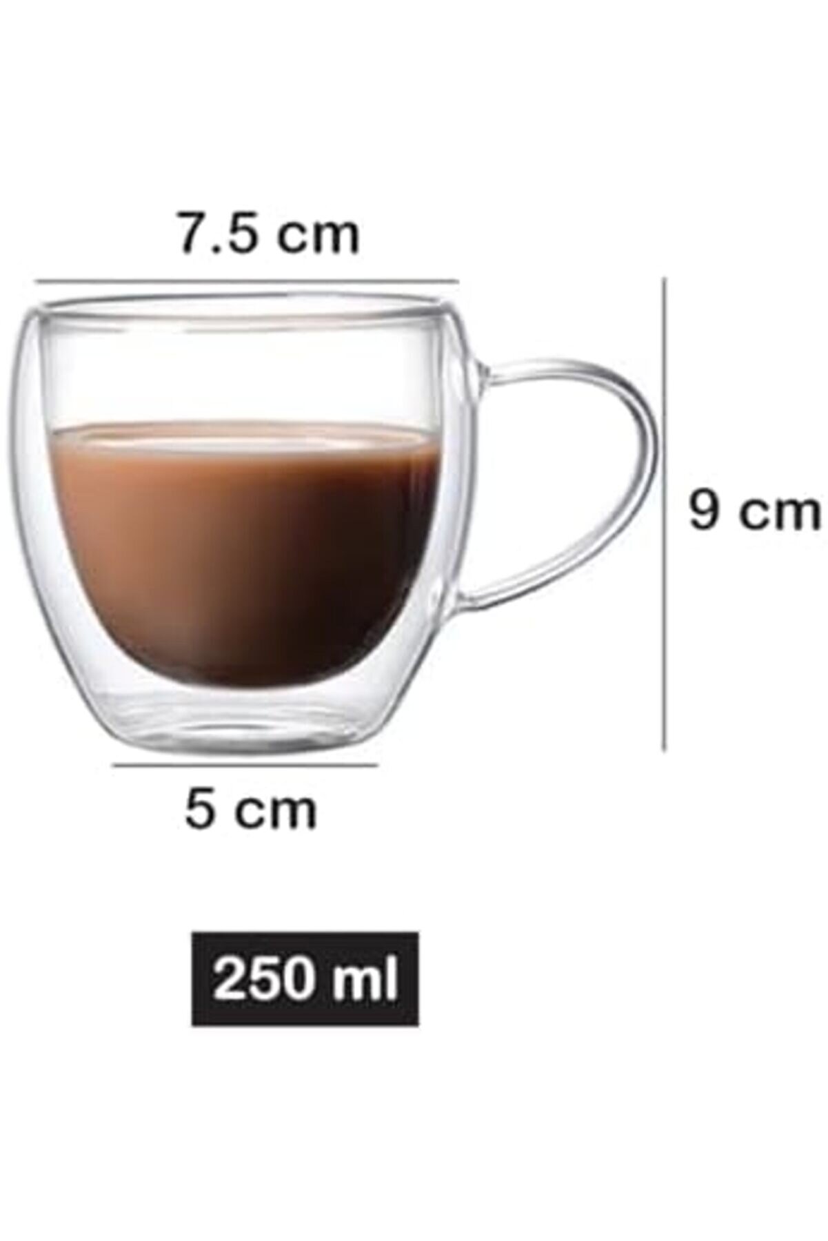 Goldwhi̇rl Çi̇ft Katmanlı Cam Kupa 250 Ml Lüx Çi̇ft Ci̇darlı Kupa - Termos - İki̇ Duvarlı Yapısı İle Uzun