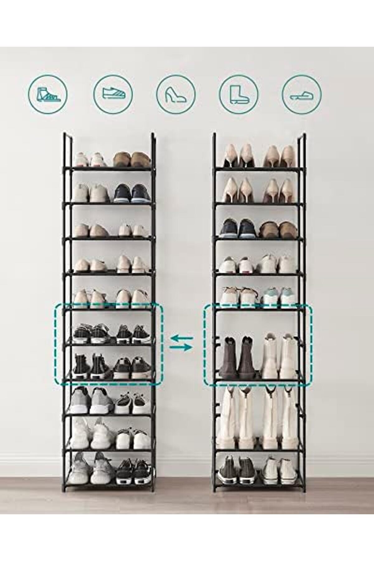 Shopverse Ayakkabı Rak, 45 X 28 X 173 Cm, Lsh010B02 Trendfli̇ck 1014773