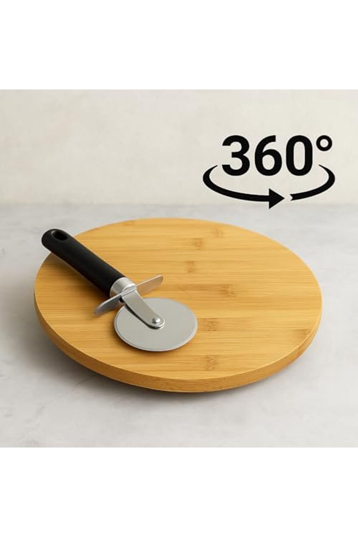 Buybeam Store Bambu Döner Sunum Tahtası 30 Cm – 360° Dönebi̇li̇r Ahşap Servi̇s Tabağı – Pi̇zza, Peyni̇r,