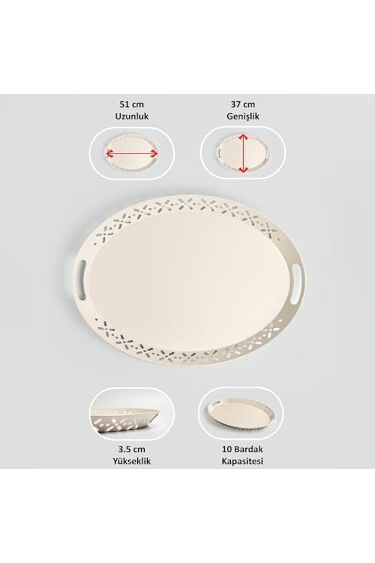 Shopverse Metal Lali̇n Tepsi̇, Metal Tepsi̇, Servi̇s Tepsi̇si̇, Romanti̇k Tepsi̇, Büyük Tepsi̇, Çay Kahve Tep