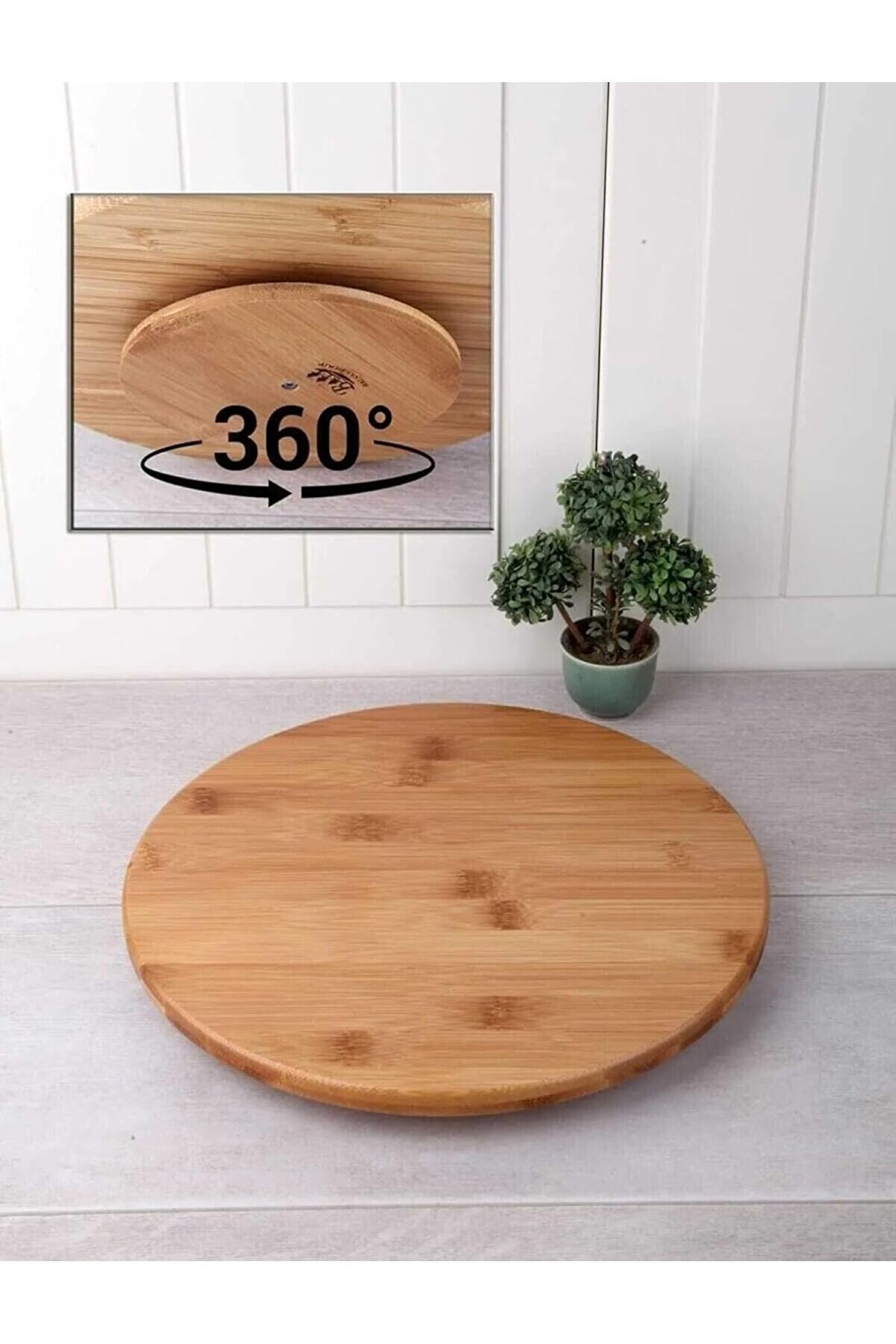 STOREMAX shopverse Bambu 360 Derece Dönen Lüx Servis Sunum Tabağı, 30 cm, Pizza ve Peynir Sunum Tahtası trend