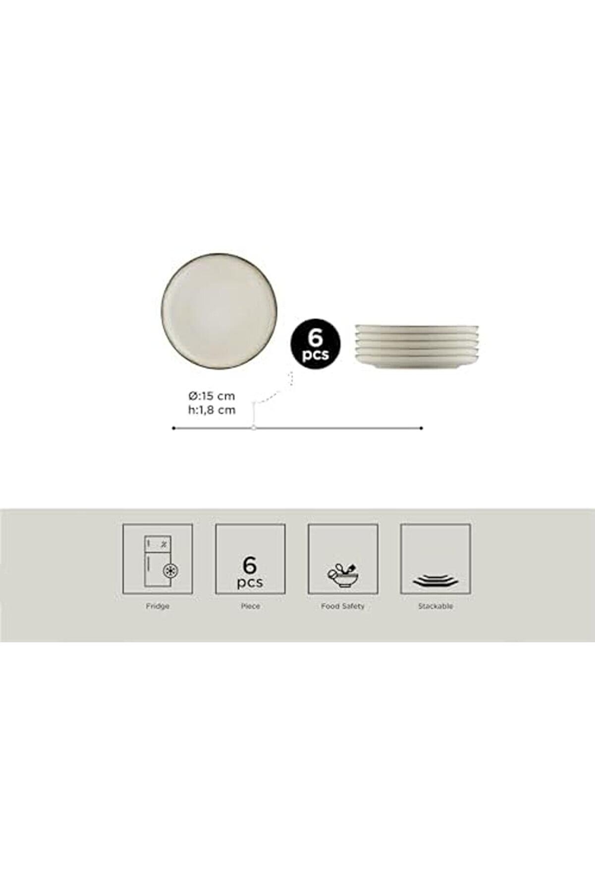 Shopverse 6 Par&ccedil;a 15Cm Pasta Tabağı Tar&ccedil;ın Trendfli̇ck 1014773