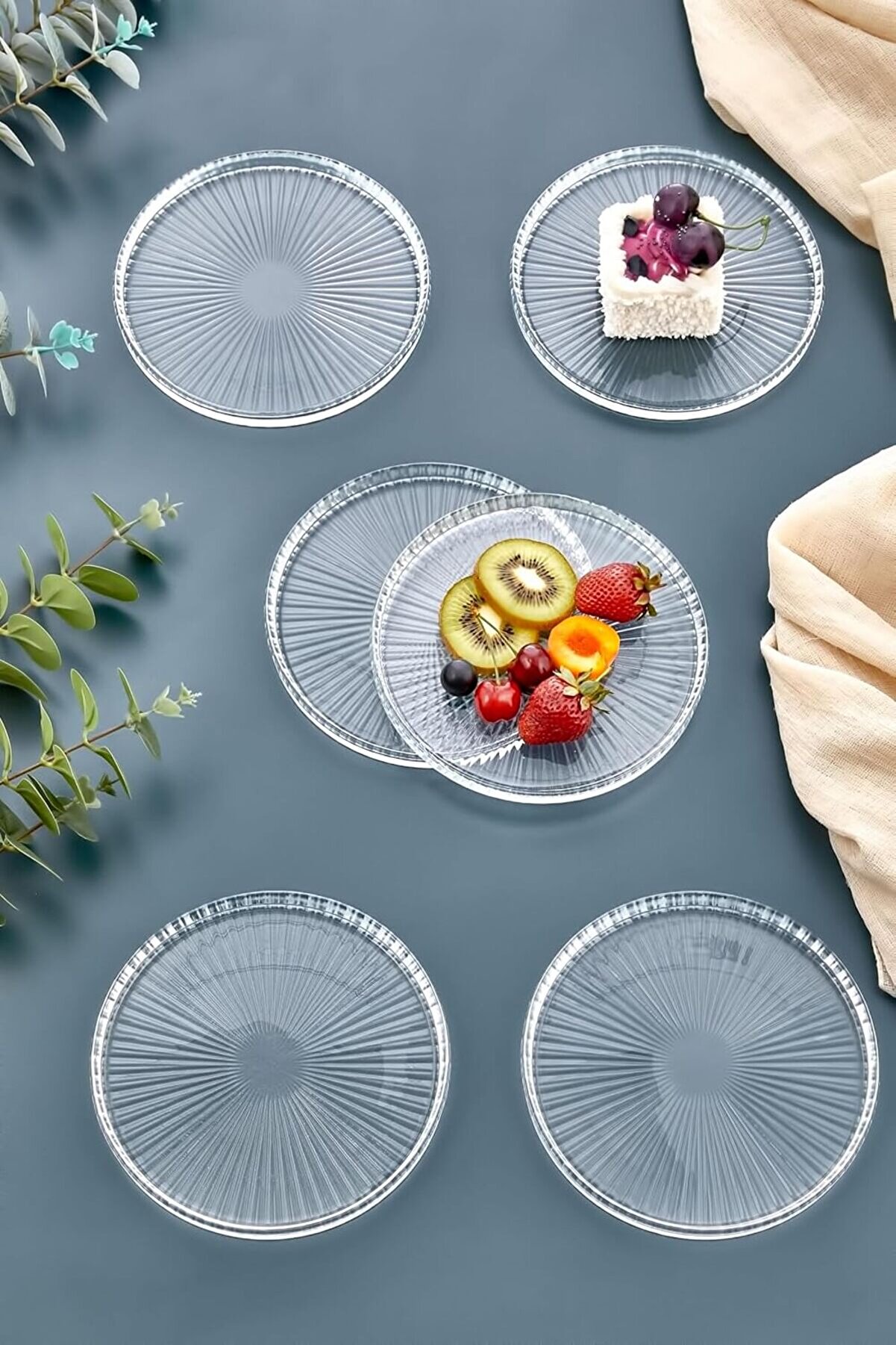 STOREMAX shopverse 6 lı Pasta Tabağı Seti - 6 Kişilik Lüks Cam Kek Pasta Takımı - Tatlı Tabağı(16CM) trendfli