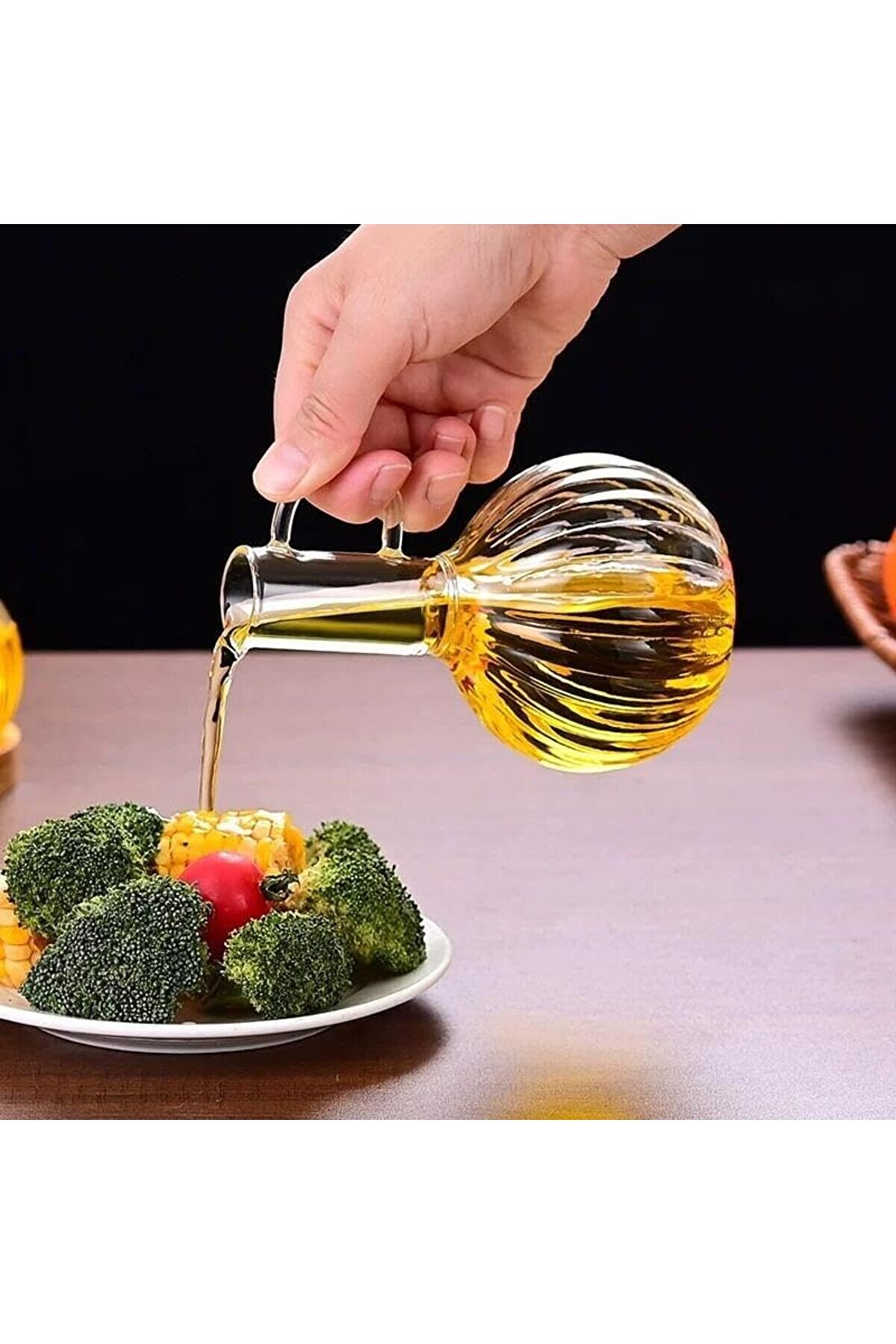 Shopverse 2 Li̇ Bambu İle Cam Yağdanlık Ve Si̇rkeli̇k Seti̇, Yemek Masası Ve Sofralarınız İçi̇n Bamb