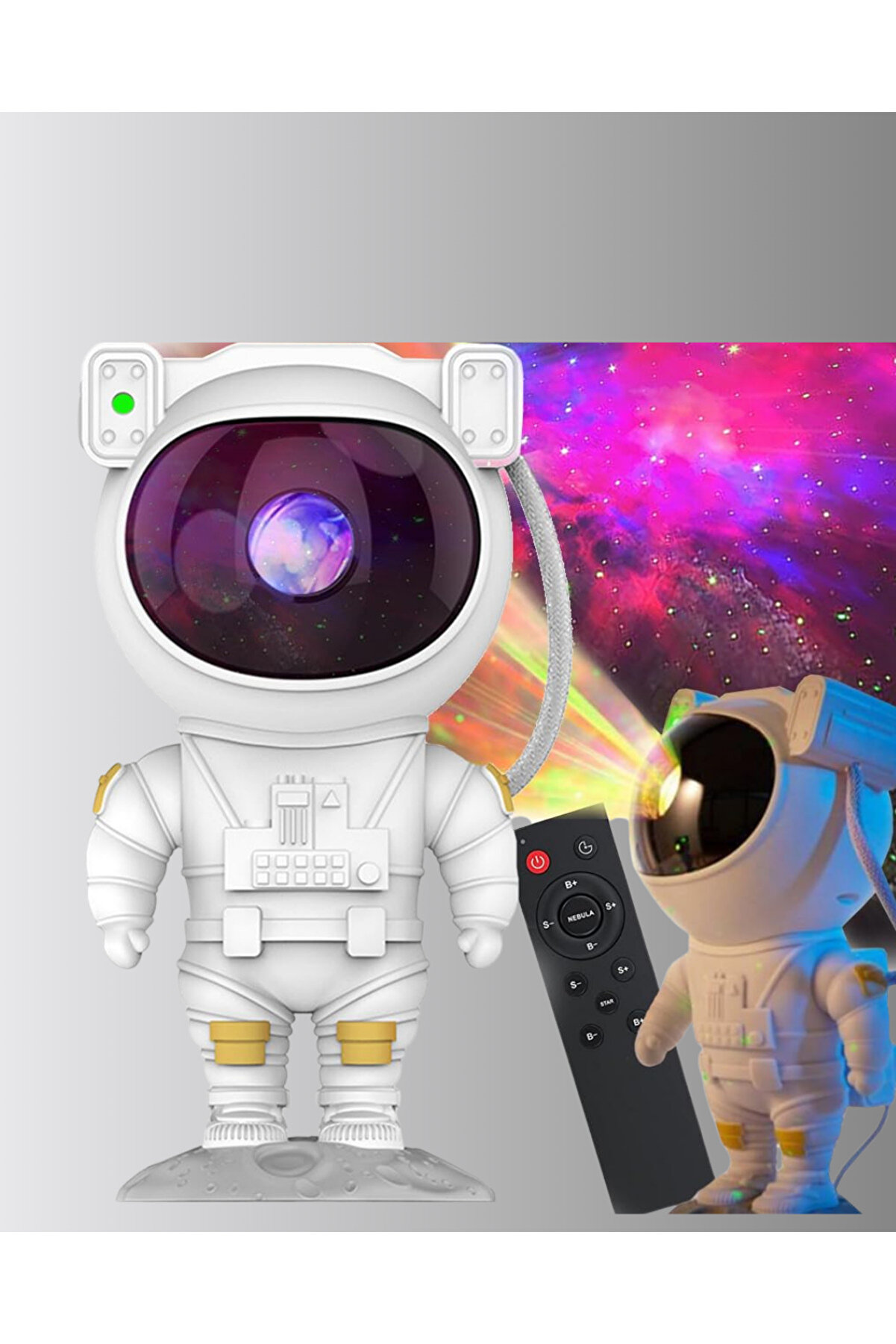 Astronot Şeki̇lli̇ Galaxy Projeksi̇yon Lambası Nebula Efektli̇ Dekorati̇f Lamba