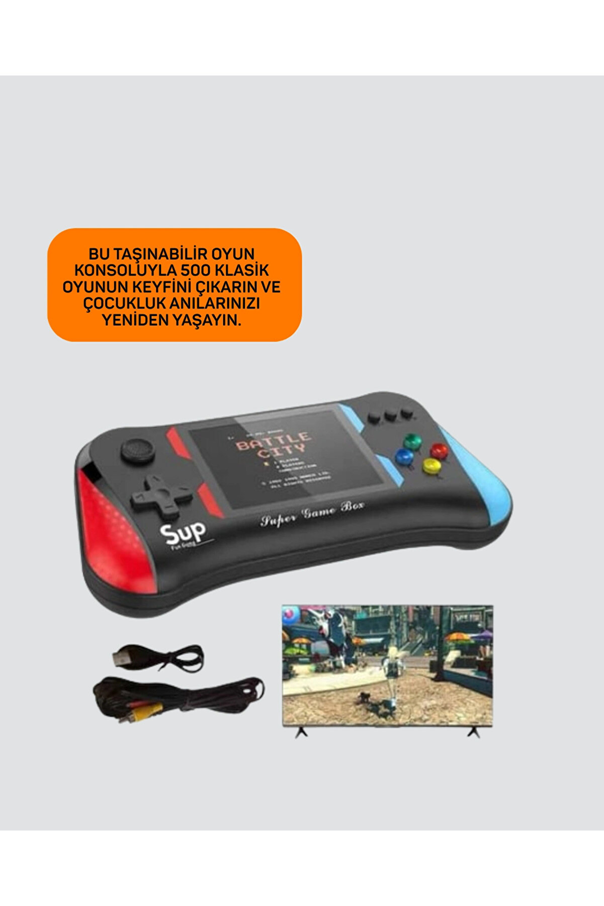 500 Oyunlu 3,5” Elde Taşınabi̇li̇r Mi̇ni̇ Oyun Konsolu – Şarjlı, Tv Bağlantılı