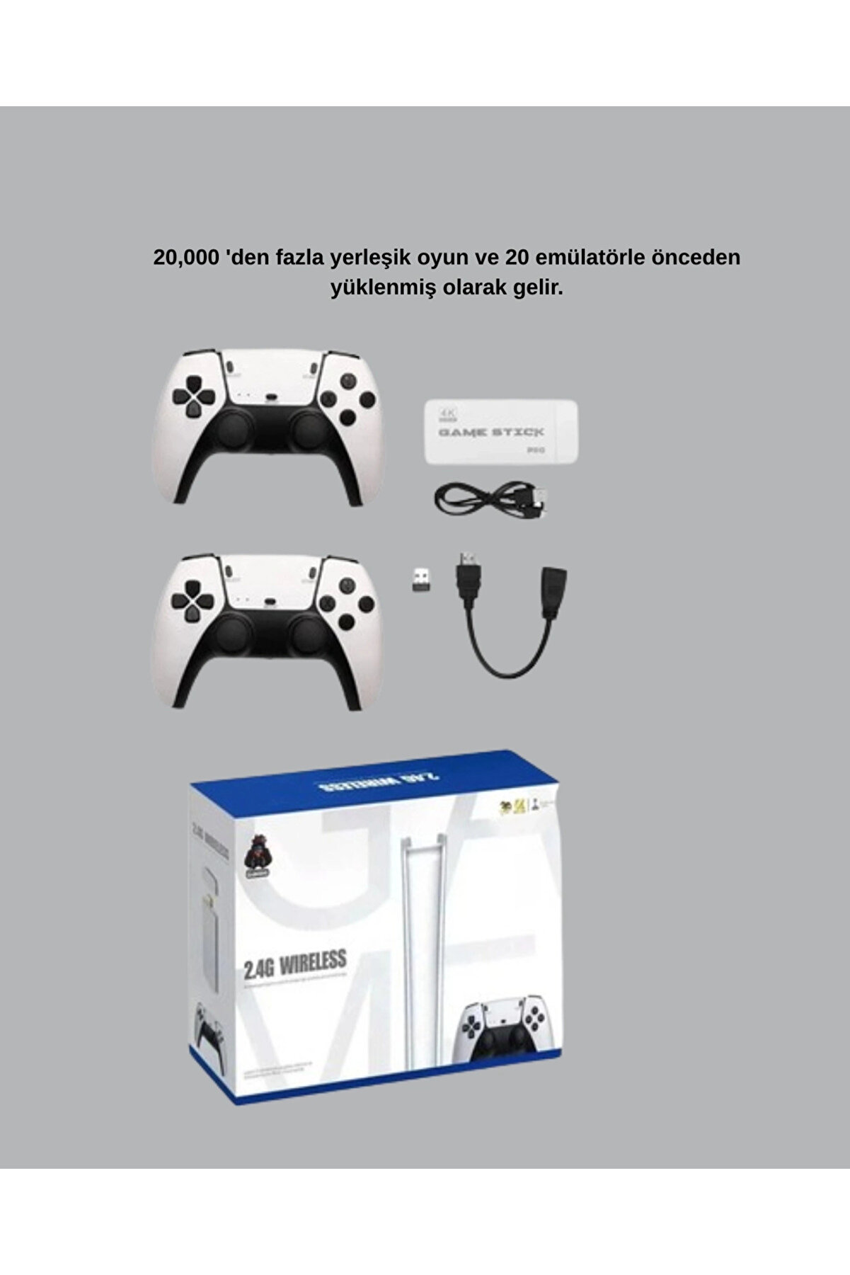 2 Kollu Kablosuz 4K Tv Uyumlu Klasi̇k Oyun Konsolu