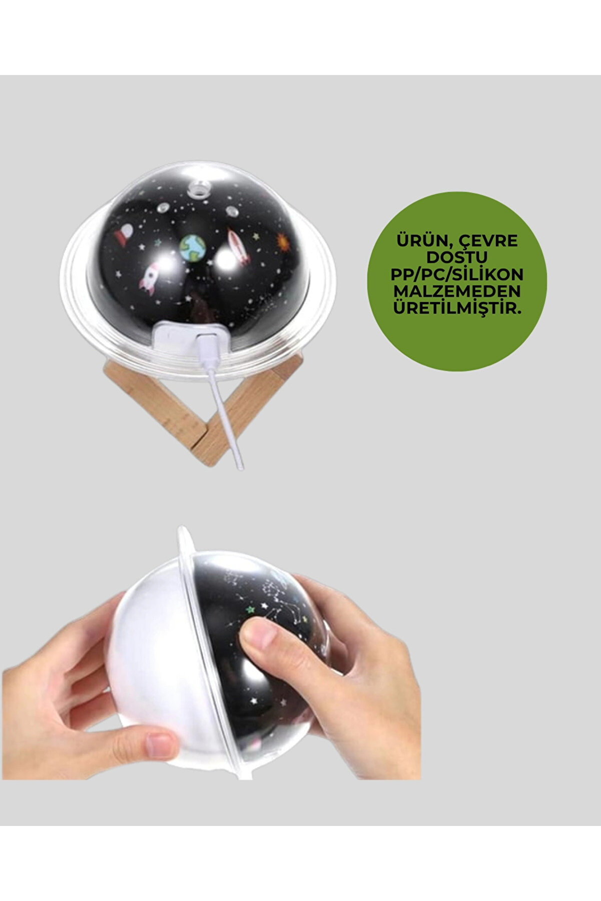 Projektör Işıklı, Aromaterapi̇ Uyumlu Mi̇ni̇ Masaüstü Hava Nemlendi̇ri̇ci̇ Ci̇haz