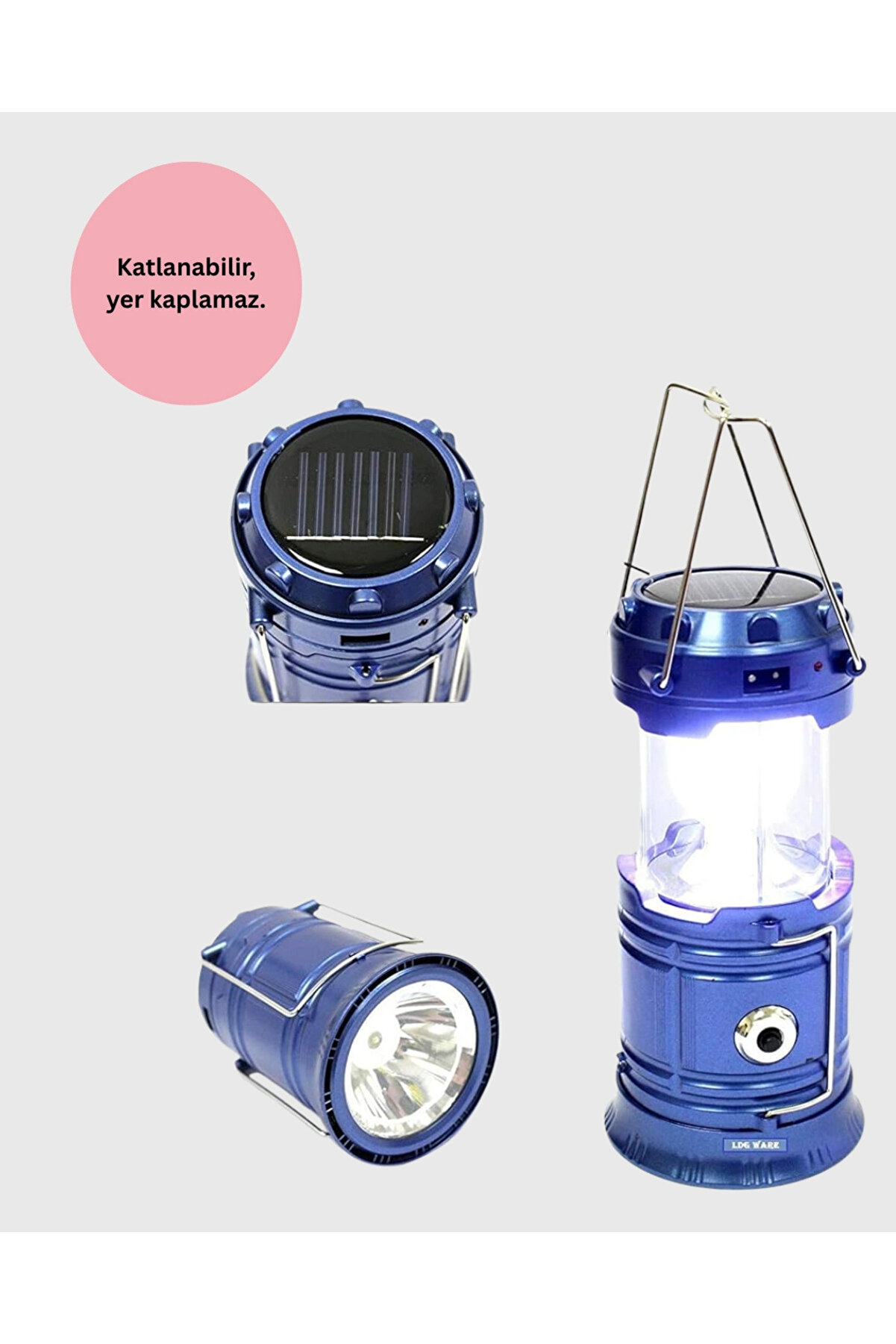 Güneş Enerji̇li̇ Kızaklı Şarjlı Büyük Boy Kamp Feneri̇ – Usb Çıkışlı, Katlanabi̇li̇r, Çok Fonksi̇yonlu