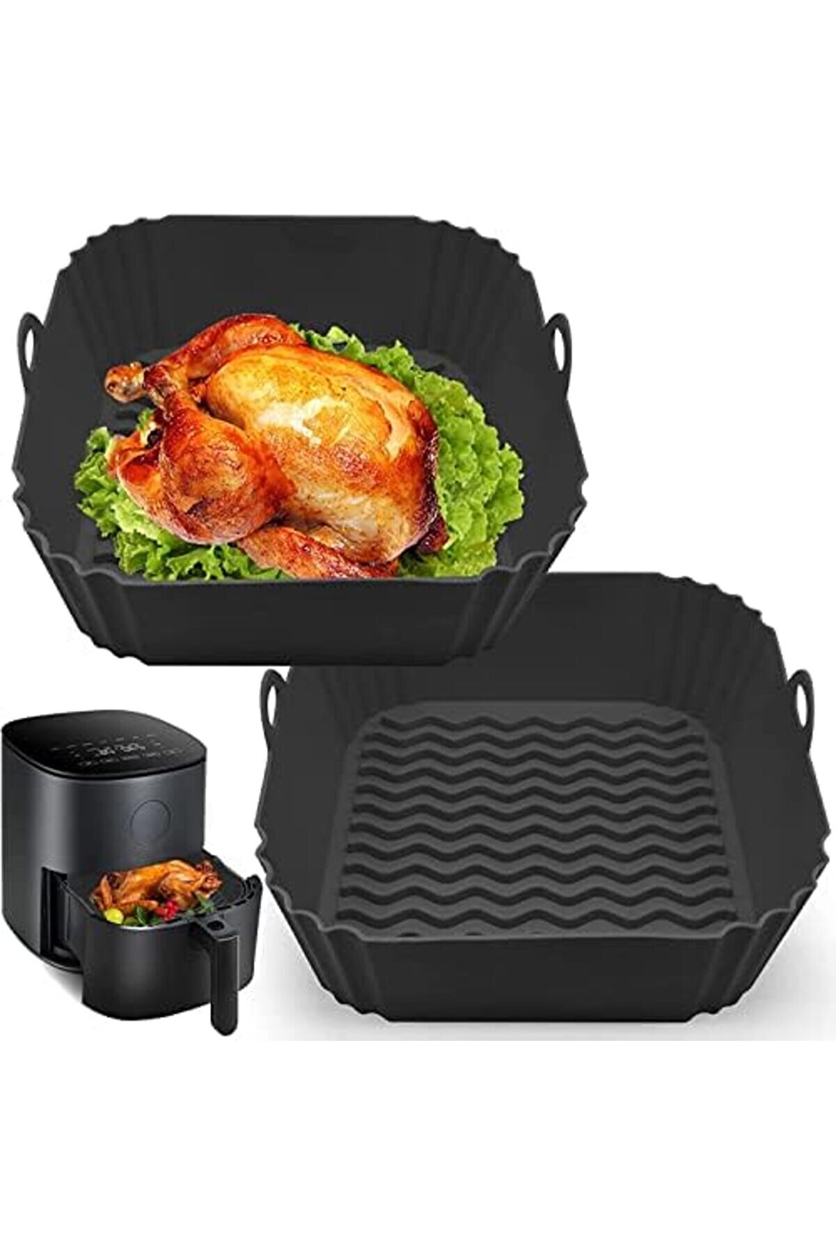 Shopverse Ai̇rfryer Si̇li̇kon Pi̇şi̇rme Kabı, Kare Hava Fri̇tözü Aksesuarı, Tüm Ai̇rfryerlara Uyumlu Yıkana