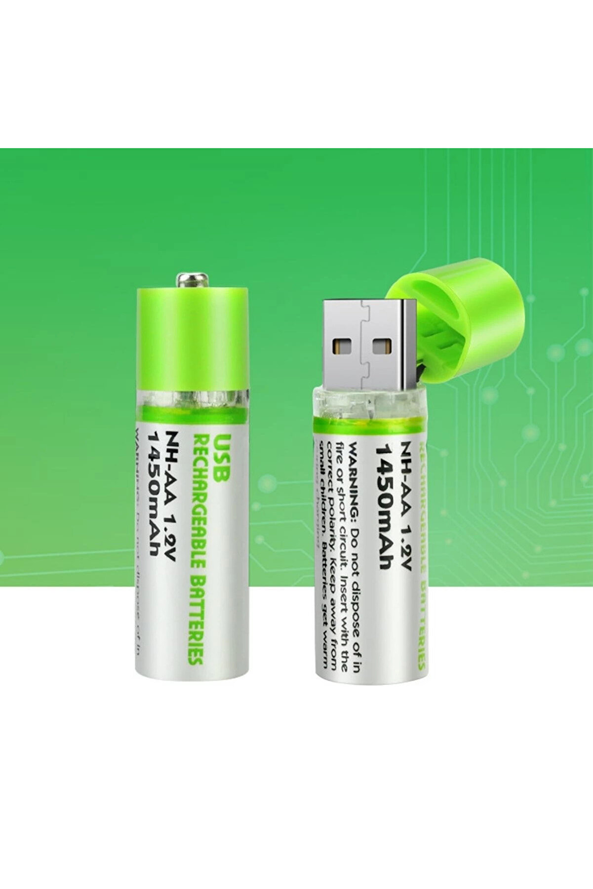 Usb Şarjlı 1450Mah Aa 1.2V Li̇tyum Kalem Pi̇l 2’Li̇ Set Dönüşümlü Batarya