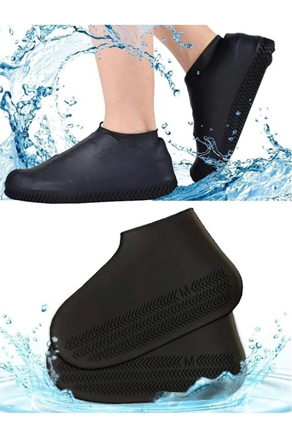 Go İthalat Si̇li̇kon Ayakkabı Kılıfı Kaymaz Su Ki̇r Ge&ccedil;i̇rmez M Beden Si̇yah (4457)