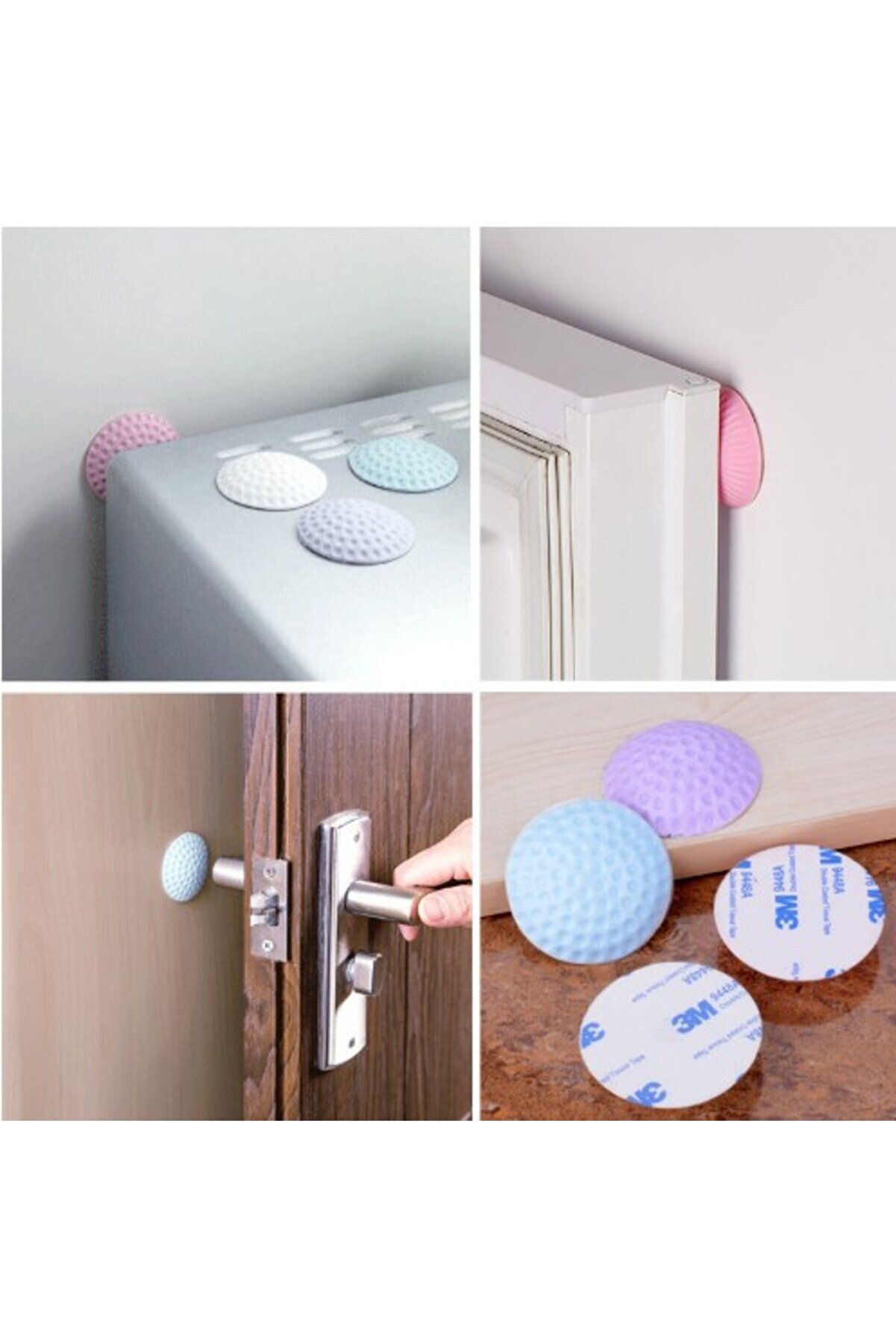 Go İthalat &Ccedil;ok Ama&ccedil;lı Si̇li̇kon Kapı Duvar Koruyucu Tampon 4L&uuml; Paket (4457)