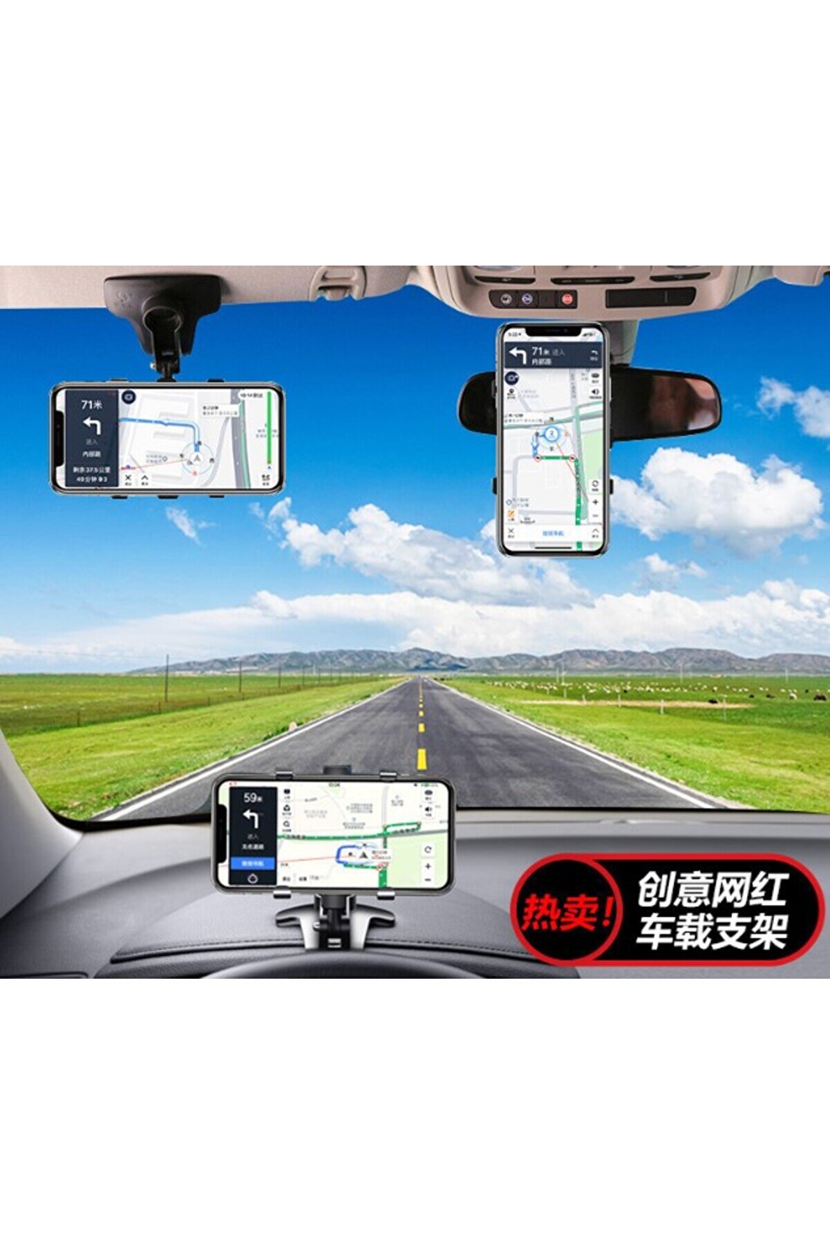 Go İthalat Araba G&ouml;sterge &Uuml;st&uuml;ne Takılan 360 Oynar Başlıklı Telefon Tutucu (4457)