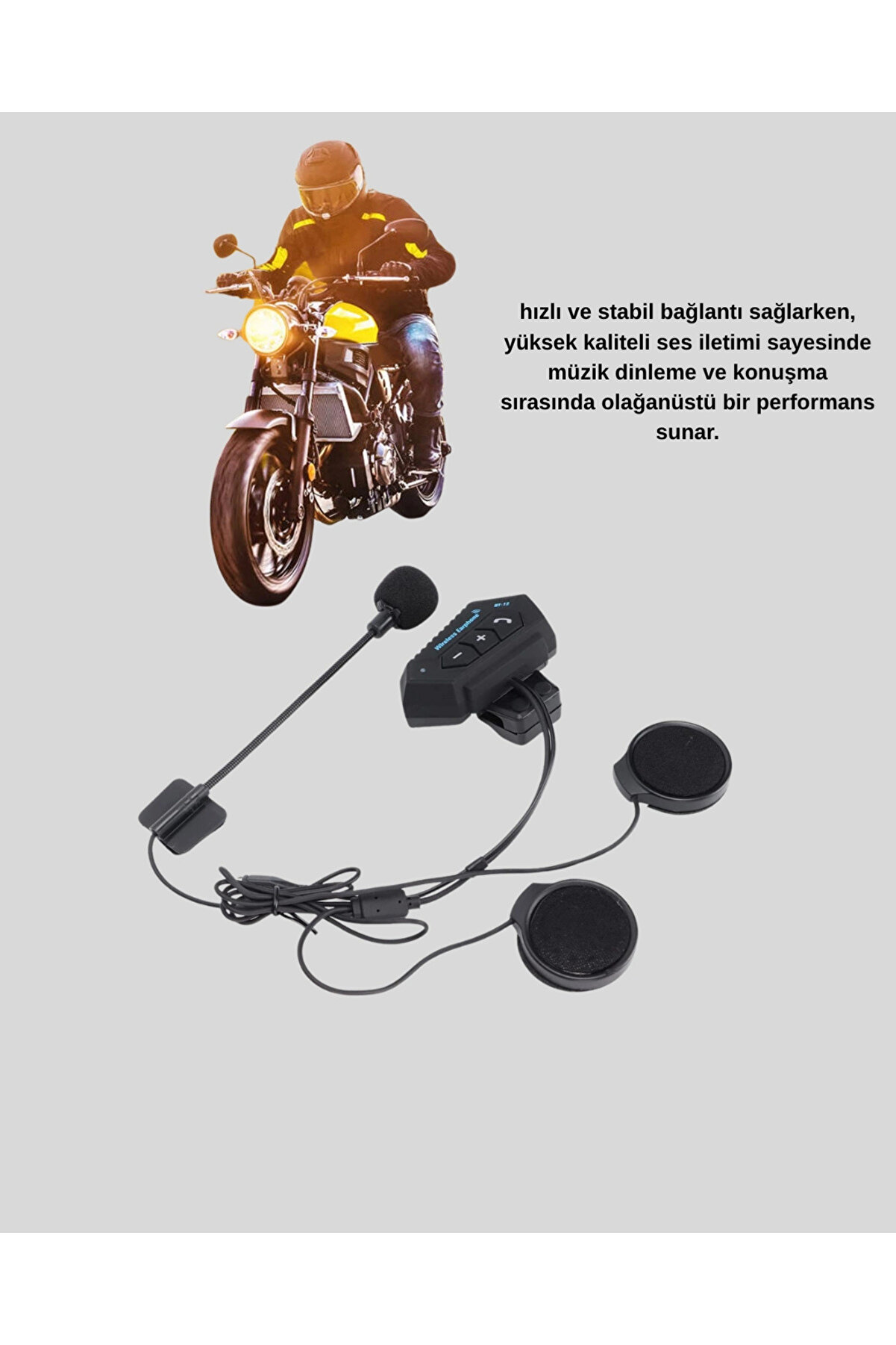 Bt22 Kask Bluetooth Kulaklık 5.0 – Suya Dayanıklı, Gürültü Önleyi̇ci̇, Uzun Pi̇l Ömürlü