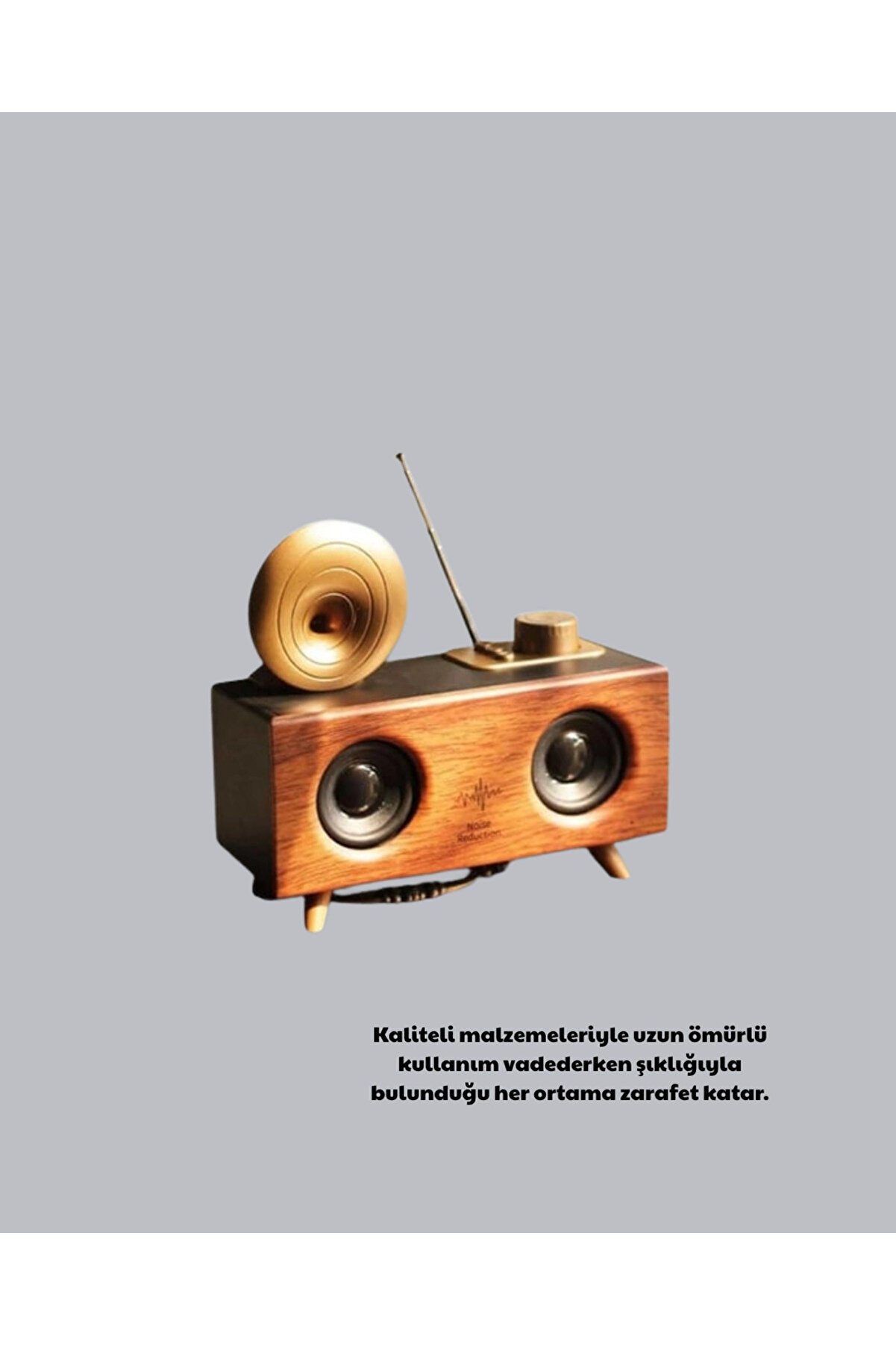 Retro Gramofon Tasarımlı Bluetooth Hoparlör – 3D Stereo Ses, 1800 Mah Batarya