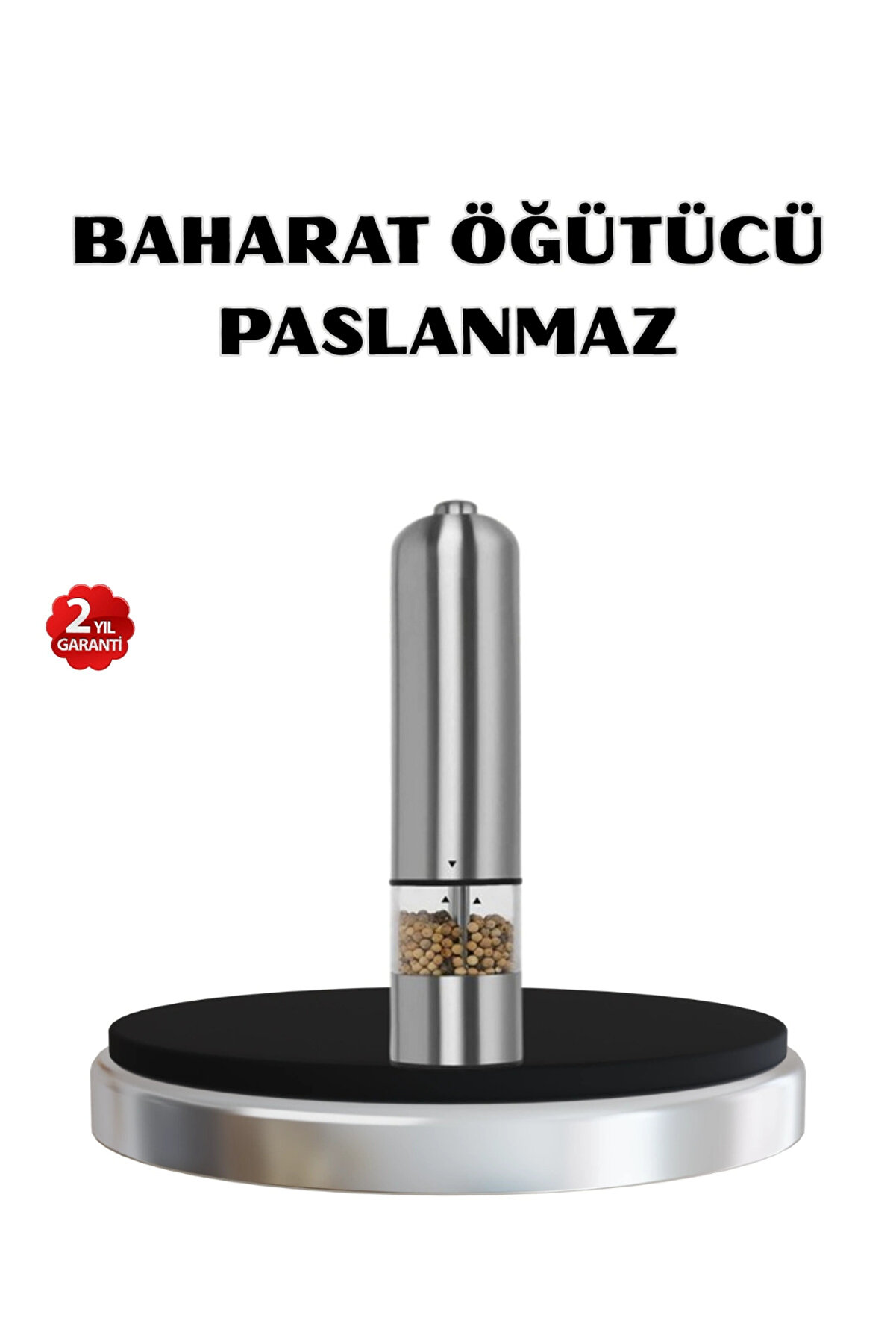 gizmurstore Modern Otomatik Baharat Öğütücü Seti – Pilli, Paslanmaz Çelik, LED Aydınlatmalı