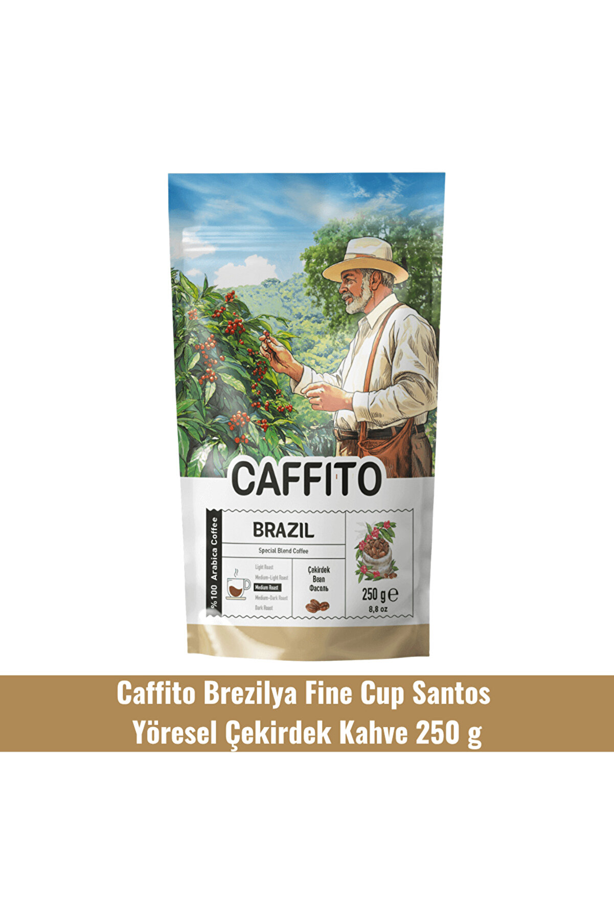 Beta Caffi̇to Caffi̇to Brezi̇lya Fi̇ne Cup Santos - Yöresel Çeki̇rdek Kahve 250 G