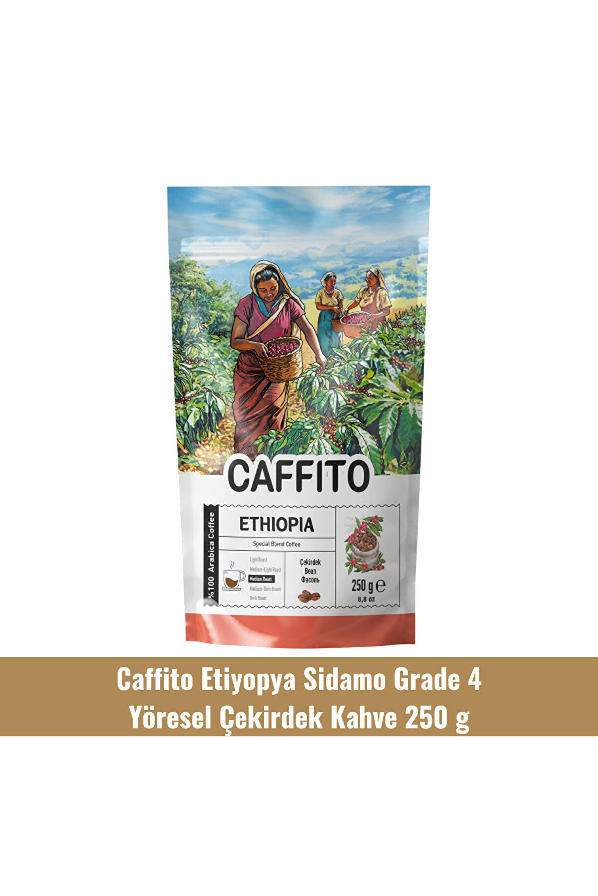 Beta Caffi̇to Caffi̇to Eti̇yopya Si̇damo Grade 4 - Yöresel Çeki̇rdek Kahve 250 G