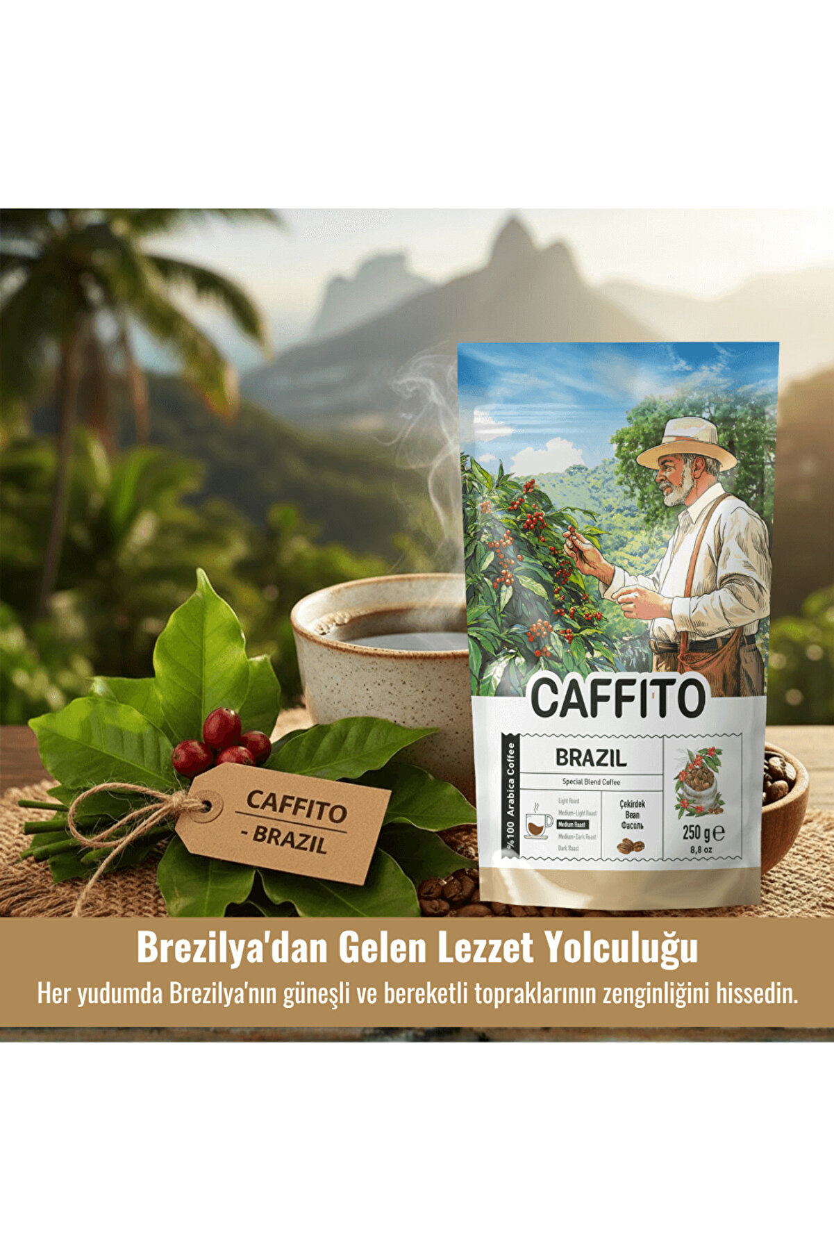 Beta Caffi̇to Caffi̇to Brezi̇lya Fi̇ne Cup Santos - Yöresel Çeki̇rdek Kahve 250 G