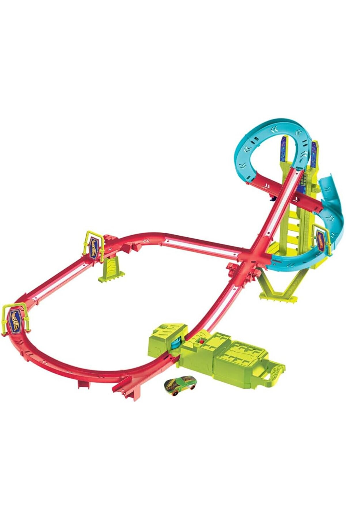 STOREMAX modashine Pist Seti, Hot Neon Yarışlar Çoklu Yarış Heyecanı Pist Seti,1 adet araba, motorlu hızlandı