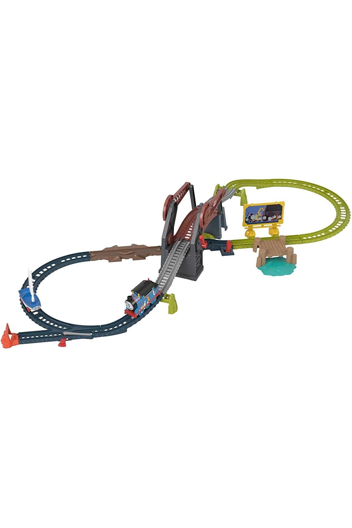 STOREMAX modashine & ve Arkadaşları - ve Skiff Açılır Köprü tren seti, motorlu lokomotif ve oyuncak tekne, 3