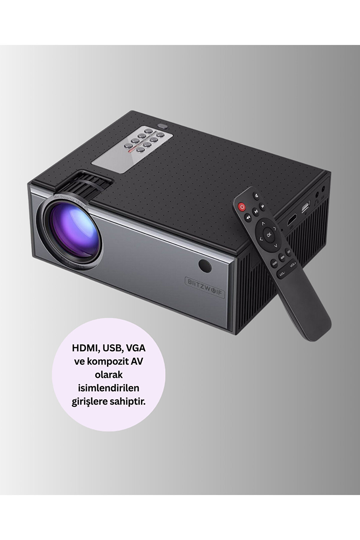 Full Hd Destekli̇ Taşınabi̇li̇r Projeksi̇yon Ci̇hazı – Hdmı, Usb, Vga Gi̇ri̇şli̇, Uzaktan Kumandalı