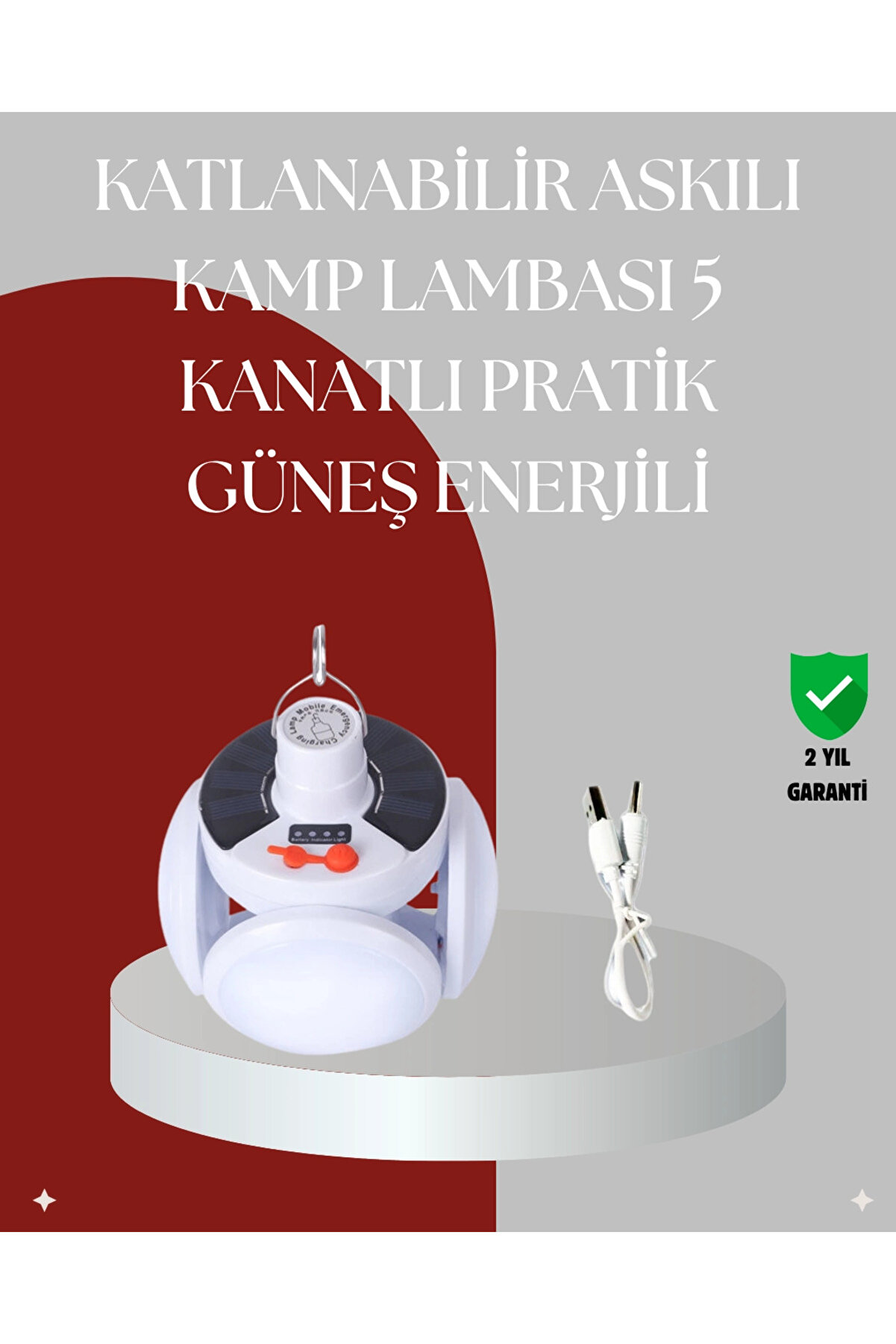 gizmurstore Uzaktan Kumandalı, 360 Derece Katlanabilir Solar LED Aydınlatma Çadır Lambası