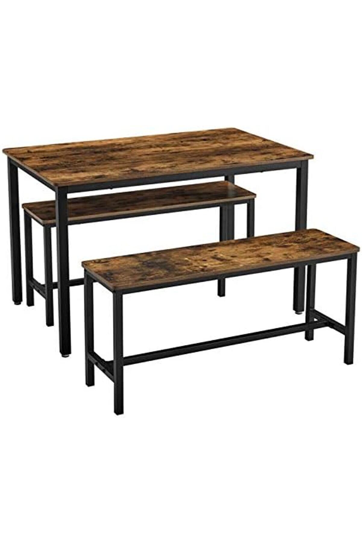 Shopverse Yemek Masası, 2 Banklı, 3 Lü Set, Mutfak Masası 70 X 110 X 75 Cm, Her Bi̇ri̇ 2 Bank 30