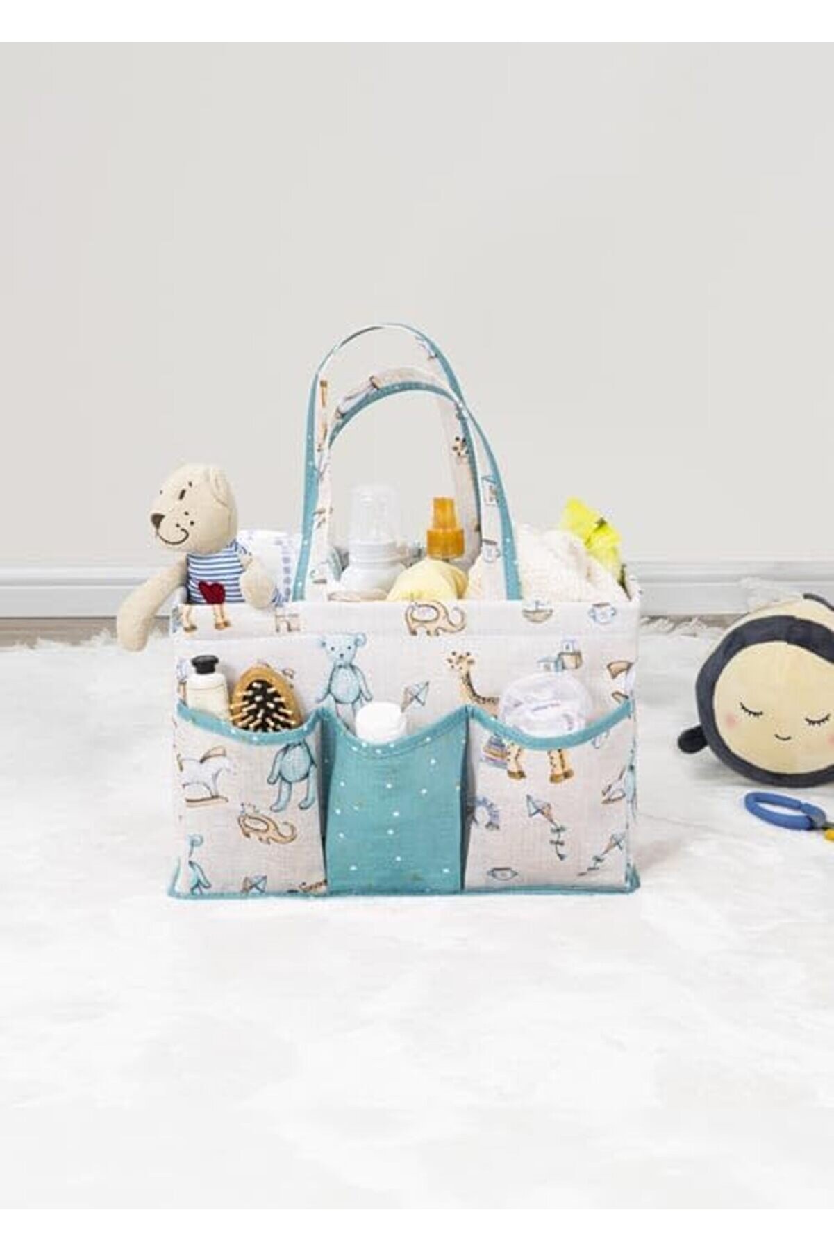 STOREMAX shopverse Başucu Düzenleyici Erkek Bebek Bakım Çantası Organizer – Yeşil | Çok Gözlü, Taşınabilir, 3