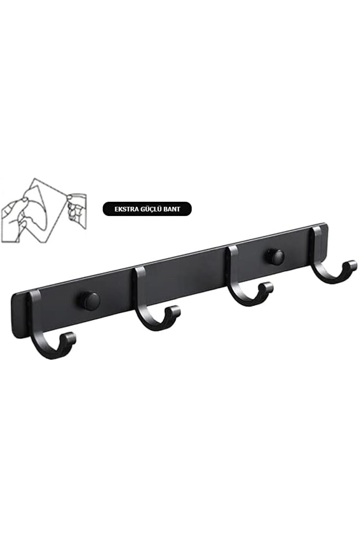 Shopverse Kendi̇nden Yapışkanlı 4 Lü Askılık Mat Si̇yah Trendfli̇ck 1014773